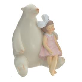 Фигурка декоративная Девочка с медведем L11 W11 H12 см
